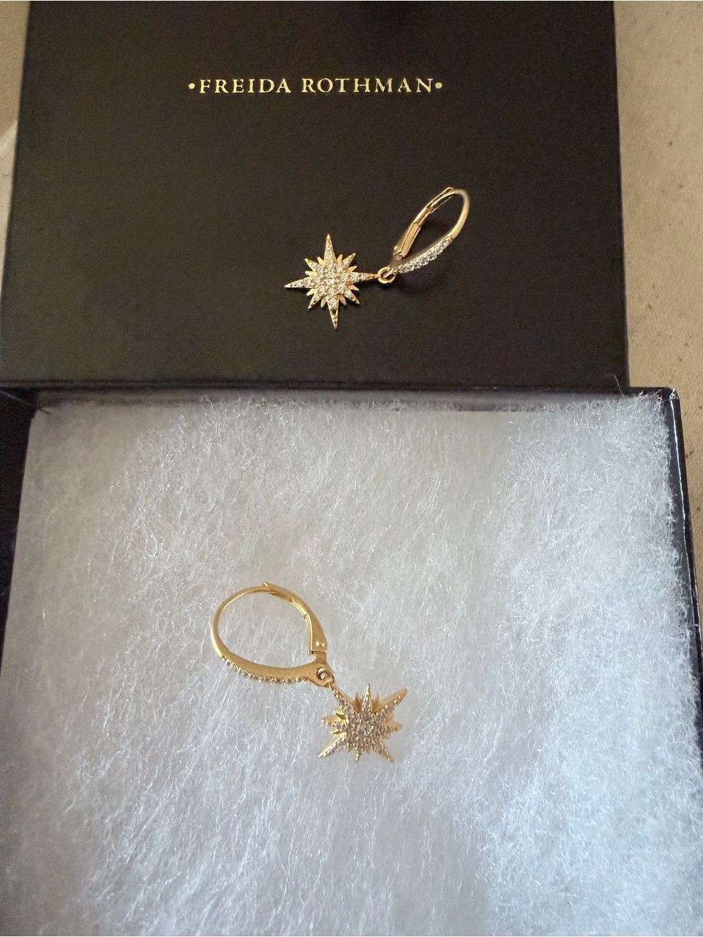Gold Starburst Drop Earrings - Gold